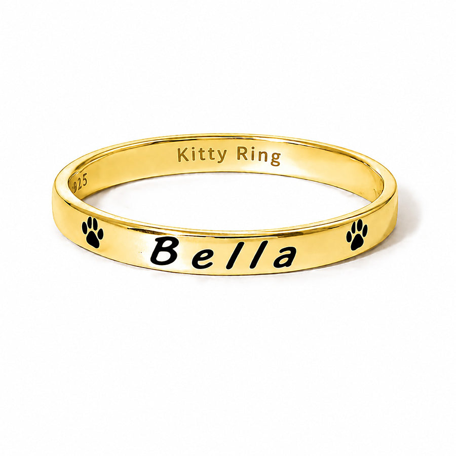 Custom Cat Name Ring - Engraved Memorial Band