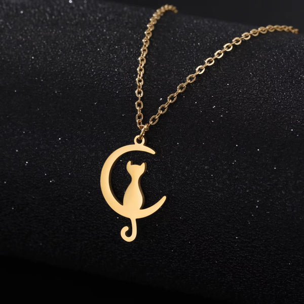 Moon Cat Pendant Necklace