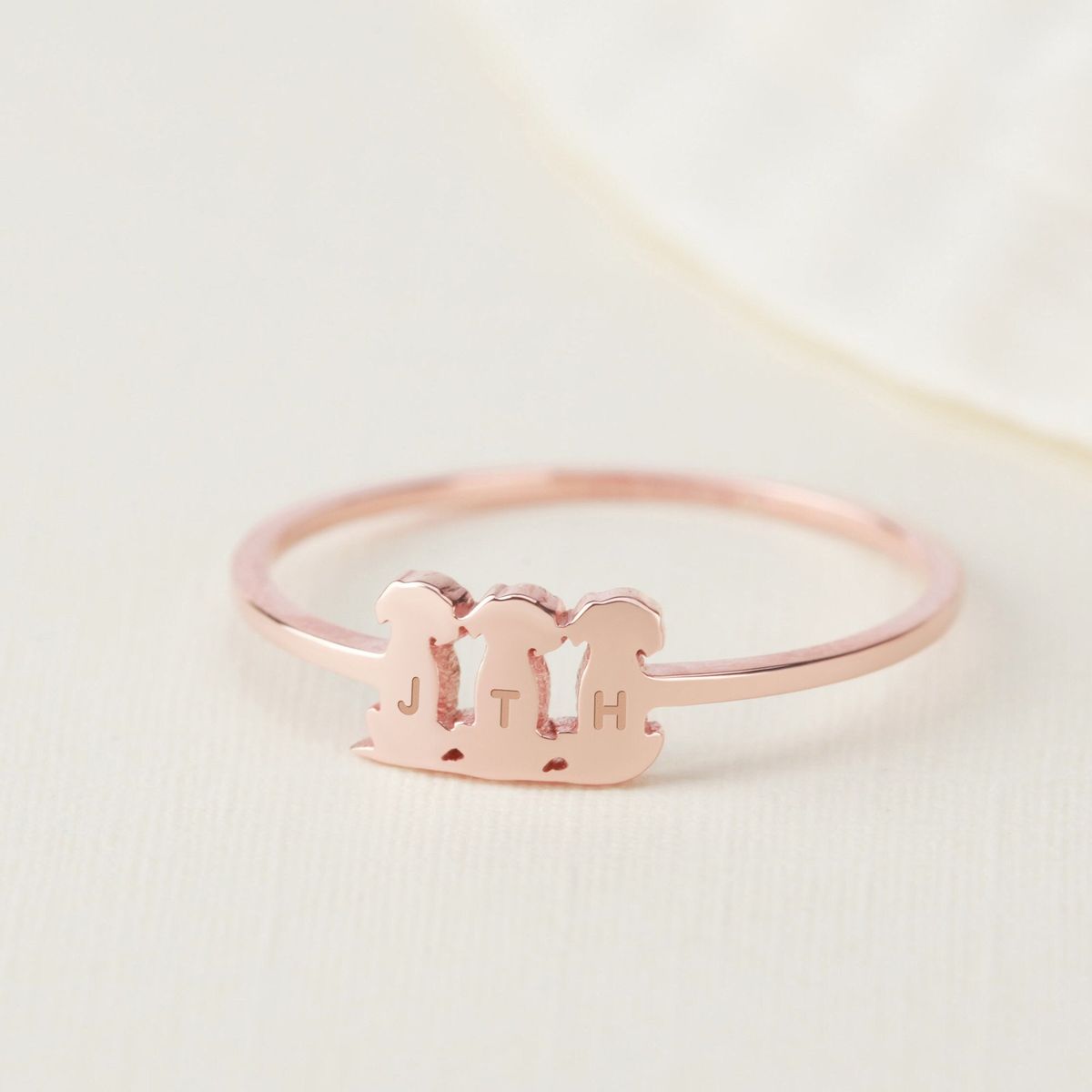 Personalized Engraved Cat Initial Ring