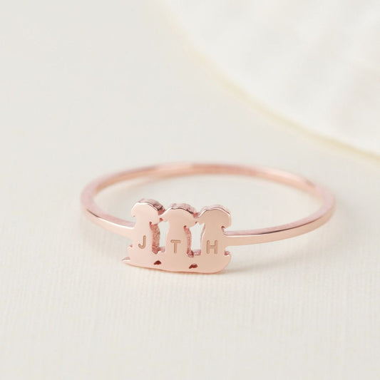 Personalized Engraved Cat Initial Ring