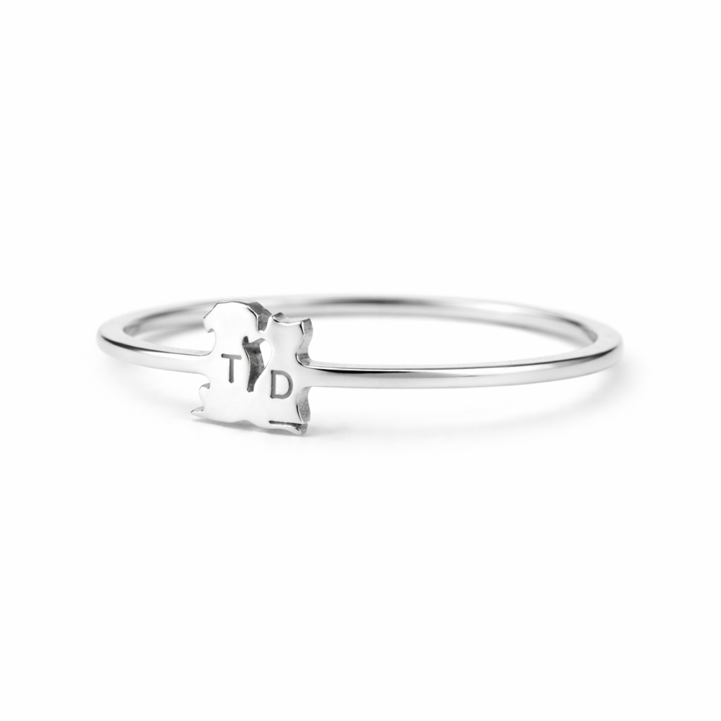 Personalized Engraved Cat Initial Ring