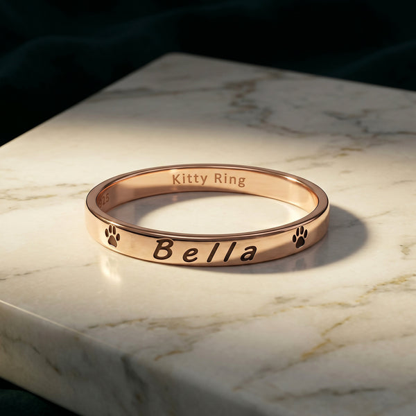 Custom Cat Name Ring - Engraved Memorial Band