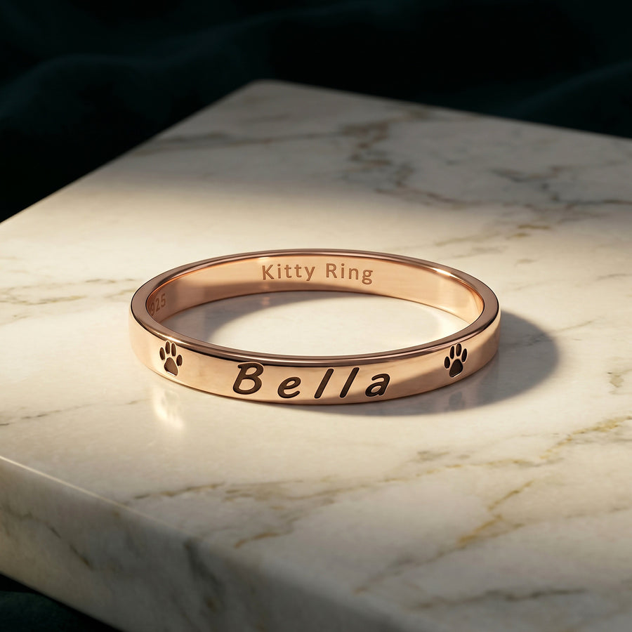 Custom Cat Name Ring - Engraved Memorial Band