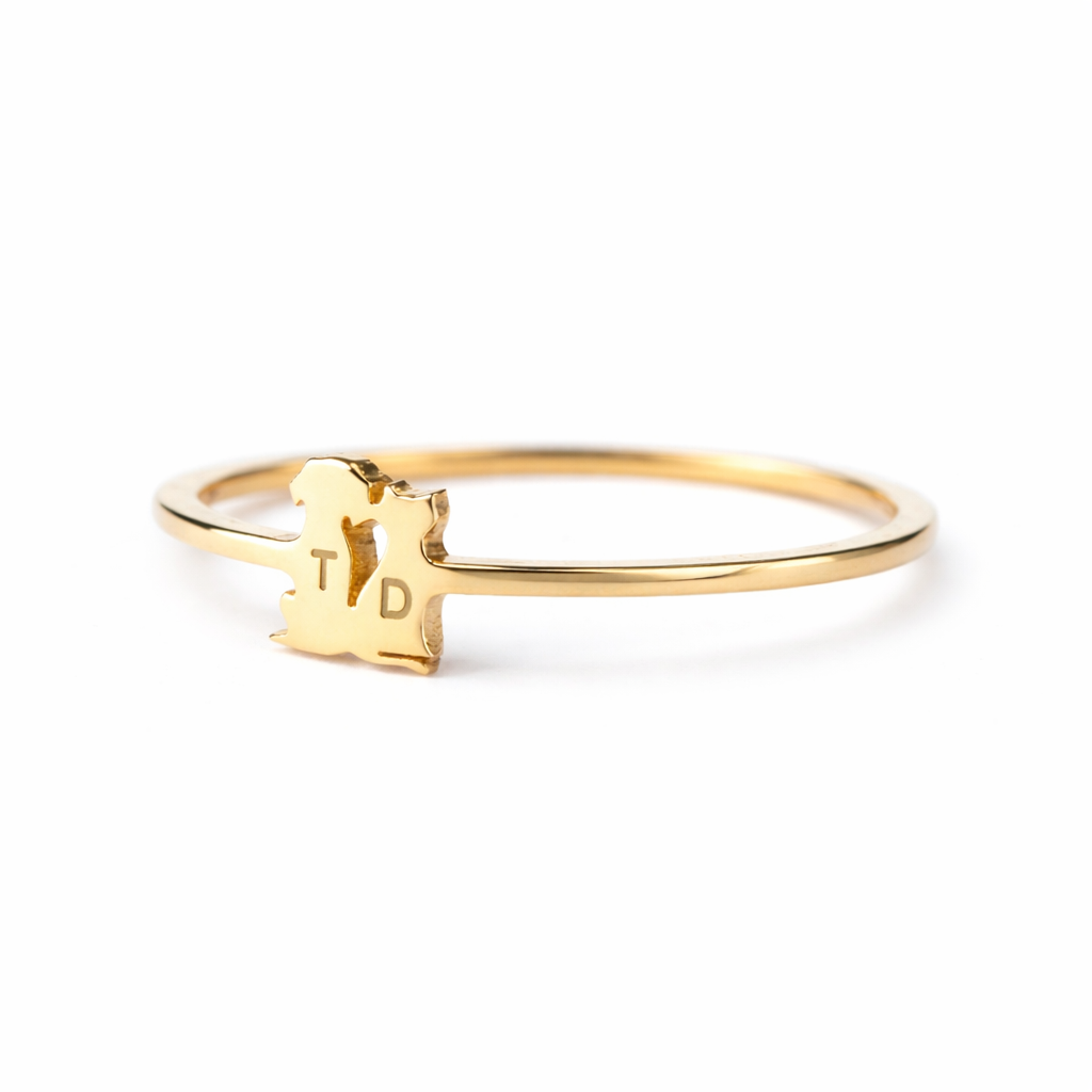 Personalized Engraved Cat Initial Ring