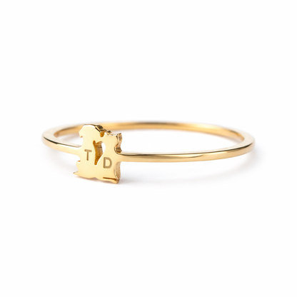 Personalized Engraved Cat Initial Ring