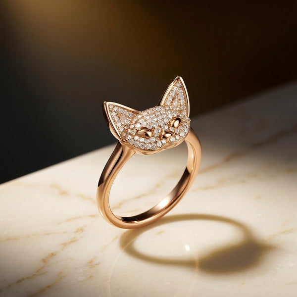 Cat Diamond Ring — Crystal Cat Silhouette Keepsake