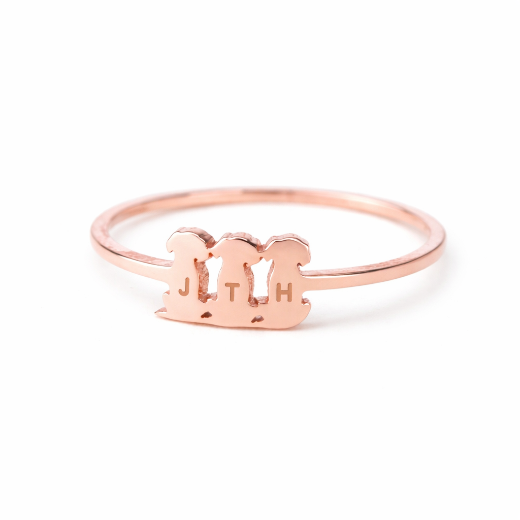 Personalized Engraved Cat Initial Ring