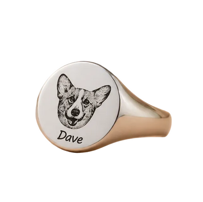 Cat Engraved Photo Ring