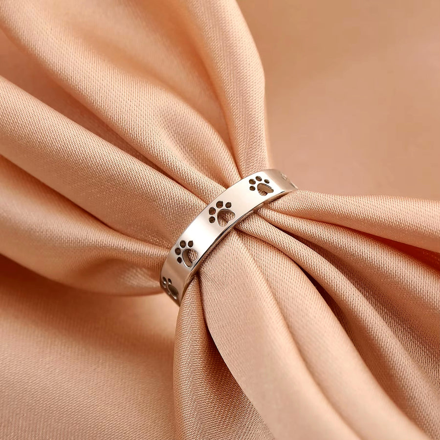 Cat Paw Print Ring — Hand-Engraved Keepsake